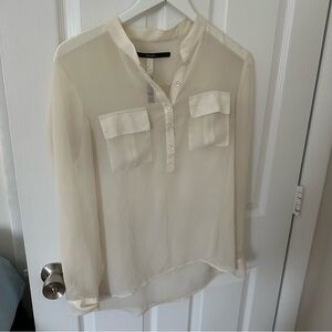 Off White Sheer Long Sleeve Top